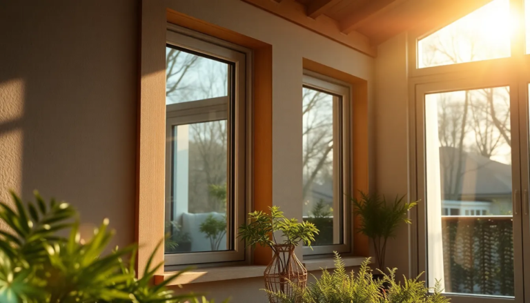 Maison moderne avec fenêtres en aluminium durables, illustrant les normes de durabilité en menuiserie extérieure.