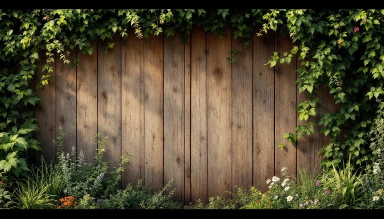 Clôture en bois avec plantes grimpantes dans un jardin pittoresque en France, illustrant un aménagement extérieur esthétique et écologique.